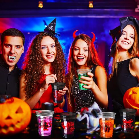 Sliner 120 Pack Plood Print Plastic Coups - 16 Oz Ploody Print Print Accoupable Halloween Concture For Scary Party Supplies ، Juice ، Soda Decorations in Kuwait