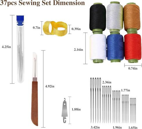 مجموعة أدوات الخياطة 37pcs ، إبرة ومجموعة الخيوط ، تشمل 25 إبرًا من الصلب ، ومصارق الخيط ، والثيمبل ، والخيوط و 6 خيوط ملونة ، مجموعة حرفية مصنوعة من DIY ، لخياطة الملابس والتطريز (مجموعة 37 جهاز كمبيوتر) in Kuwait