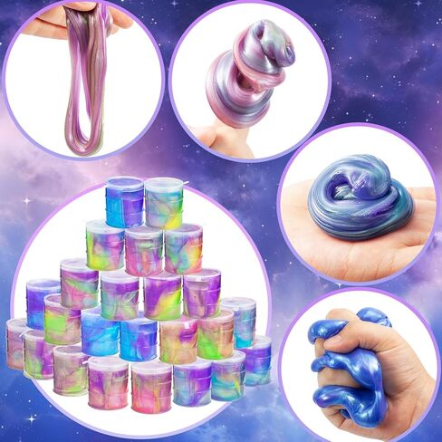 48 Pack Barrel of Slime - Galaxy Sludgy Gooey Tidey Kit for Sensory Party Tavors Higds Slime Truction Toy Toy Scuedd Scated in Kuwait