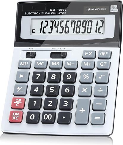 Calculator, 12-Digit Large LCD Display Desktop Calculators, Big Button with Dual Power (Solar & Battery), Standard Function for Office/School/Home Use in Saudi Arabia