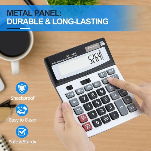 Calculator, 12-Digit Large LCD Display Desktop Calculators, Big Button with Dual Power (Solar & Battery), Standard Function for Office/School/Home Use in Saudi Arabia