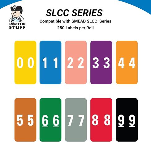 Doctor Stuff - ملصقات مجلد الملفات ، رقم 9 ، متوافق مع ملصقات مخطط SMEAD LCC - SLCC ، الأسود ، 2 "× 1" ، #9 ، 250/رول in Saudi Arabia