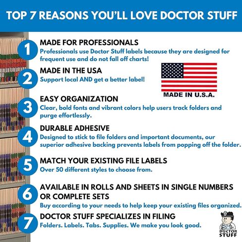 Doctor Stuff - File Folder Labels, Number 3, Compatible with SMEAD DCC - SDNM Series Chart Stickers, Purple, 1-1/2" x 1-1/2", #3, 250/Roll in Saudi Arabia