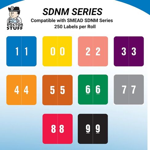 Doctor Stuff - File Folder Labels, Number 3, Compatible with SMEAD DCC - SDNM Series Chart Stickers, Purple, 1-1/2" x 1-1/2", #3, 250/Roll in Saudi Arabia
