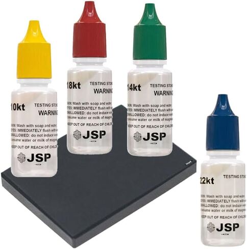 Waytest 5PC Fresh Gold Testing Jewelry Kit 10K 14K 18K 22K & Stone Gold Testing Solution Determiner Jewelry Scrap Precious Metal Made in USA in Saudi Arabia
