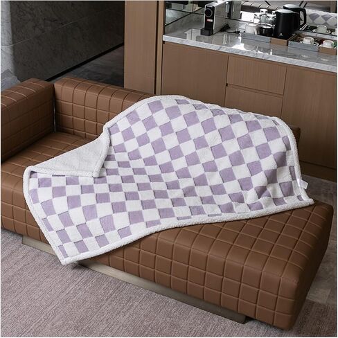 Waterproof Pet Blanket, Brown Checked Pets Throw Blankets for Dog Bed Covers Couch Sofa Stylish Jacquard for Puppy Cats Washable Reversible Furniture Protection Covers (Coffee Check,M) in Kuwait