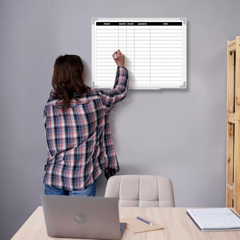 LINCIA 24 X18 Project Project Board Board Aluminium Frame Board Dry With With Lines ، Flaboard مثبتة على الحائط للجدولة ، للقيام بالقوائم والتخطيط الأسبوعي ، تقويم المكتب القابل لإعادة الاستخدام للمنزل والعمل in Saudi Arabia