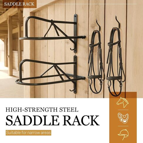 2Pcs Saddle Rack Wall Mounted 22.3 x 11.1 x 8.6 Inch for Horse Enthusiast, Heavy-Duty Saddle Rack Stand for English and Western Style Saddle Pad Rack, Horse Tack Storage in Kuwait