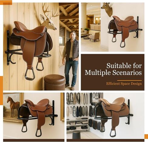 2Pcs Saddle Rack Wall Mounted 22.3 x 11.1 x 8.6 Inch for Horse Enthusiast, Heavy-Duty Saddle Rack Stand for English and Western Style Saddle Pad Rack, Horse Tack Storage in Kuwait