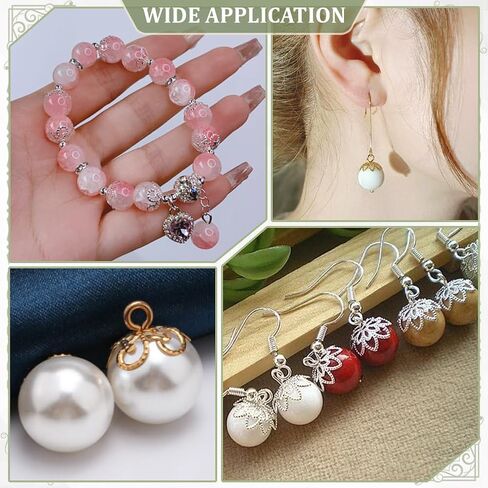 200pcs 2 Colors Brass Bead Cap Bails 7-Petal Flower Bead End Caps 8x8mm Bail End مع حلقات لأقراط الأساور المعلق in Kuwait