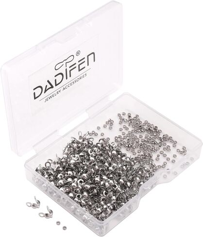 304 حبات تجعيد الفولاذ المقاوم للصدأ 2.0 مم و CAPS 3.2x6.3mm مجموعة 200 ٪ لعمل المجوهرات DIY وإصلاحها in Kuwait