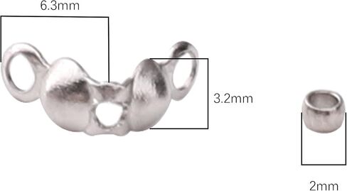 304 حبات تجعيد الفولاذ المقاوم للصدأ 2.0 مم و CAPS 3.2x6.3mm مجموعة 200 ٪ لعمل المجوهرات DIY وإصلاحها in Kuwait