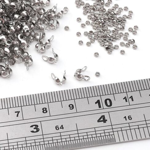 304 حبات تجعيد الفولاذ المقاوم للصدأ 2.0 مم و CAPS 3.2x6.3mm مجموعة 200 ٪ لعمل المجوهرات DIY وإصلاحها in Kuwait