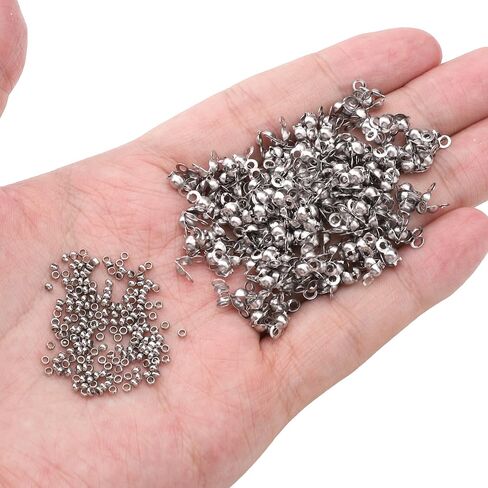 304 حبات تجعيد الفولاذ المقاوم للصدأ 2.0 مم و CAPS 3.2x6.3mm مجموعة 200 ٪ لعمل المجوهرات DIY وإصلاحها in Kuwait