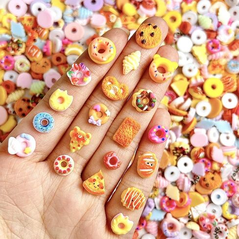 Slime Charms Food مجموعة لطيفة ، الكثير من مجموعة متنوعة من الراتنجات الغذائية مسطحة مجموعات لطيفة لصنع ، الحرف اليدوية ، ديكورات ، سكرابوكينغ ، زينة ، مقطع الشعر ب in Kuwait