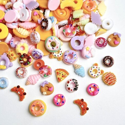 Slime Charms Food مجموعة لطيفة ، الكثير من مجموعة متنوعة من الراتنجات الغذائية مسطحة مجموعات لطيفة لصنع ، الحرف اليدوية ، ديكورات ، سكرابوكينغ ، زينة ، مقطع الشعر ب in Kuwait