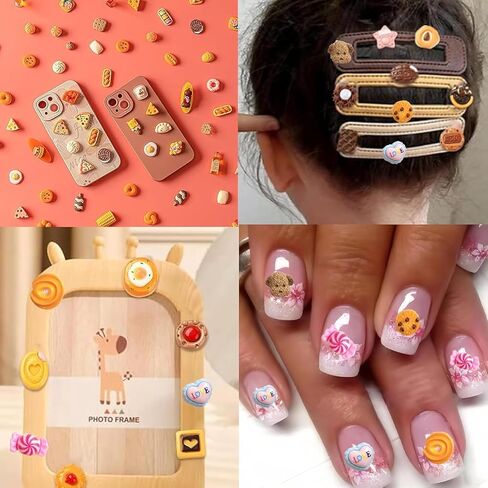 Slime Charms Food Cute Set, Mixed Lot Assorted Food Resin Flatback Cute Sets for Making, DIY Crafts, Decorations, Scrapbooking, Embellishments, Hair Clip B in Saudi Arabia