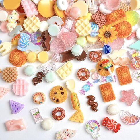 Slime Charms Food Cute Set, Mixed Lot Assorted Food Resin Flatback Cute Sets for Making, DIY Crafts, Decorations, Scrapbooking, Embellishments, Hair Clip B in Saudi Arabia