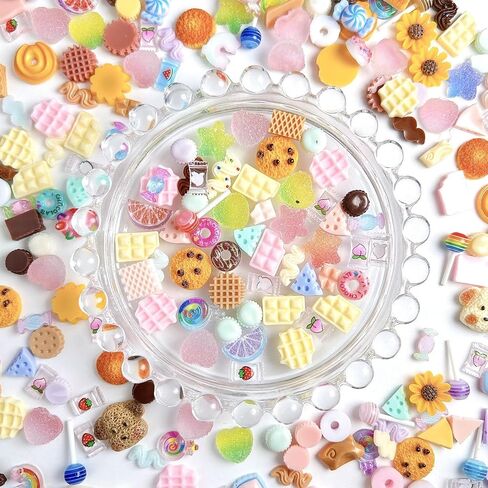 Slime Charms Food Cute Set, Mixed Lot Assorted Food Resin Flatback Cute Sets for Making, DIY Crafts, Decorations, Scrapbooking, Embellishments, Hair Clip B in Saudi Arabia