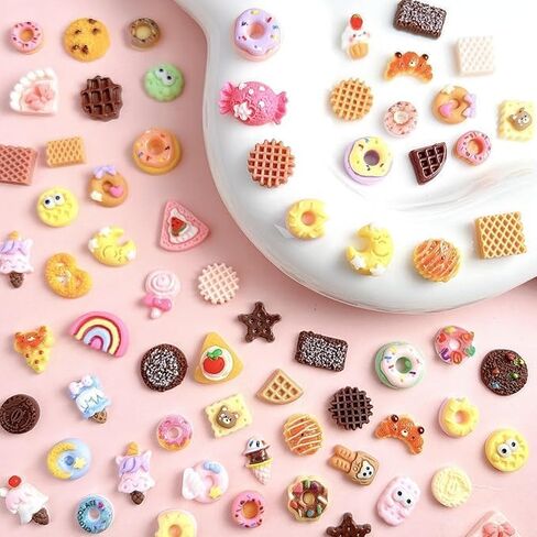 Slime Charms Food Cute Set, Mixed Lot Assorted Food Resin Flatback Cute Sets for Making, DIY Crafts, Decorations, Scrapbooking, Embellishments, Hair Clip B in Saudi Arabia