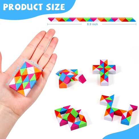24 Pack Magic Snake Cube Toys for Kids - 24 Blocks Rainbow Twist Puzzle ، Forms Favors ، جوائز الفصول الدراسية ، حشو أكياس عيد ميلاد ، ألعاب حسية لتخفيف الإجهاد in Saudi Arabia