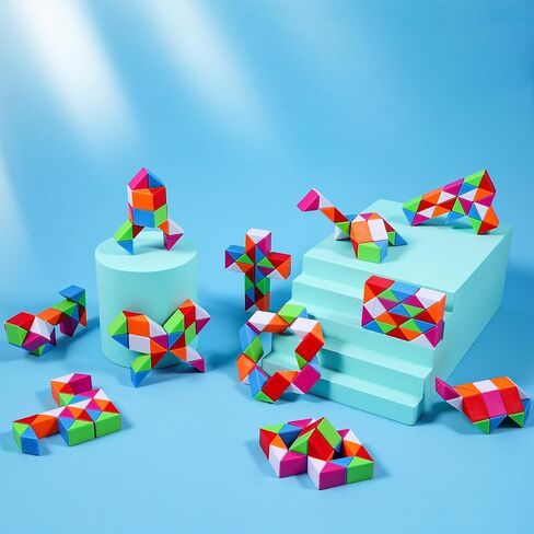 24 Pack Magic Snake Cube Toys for Kids - 24 Blocks Rainbow Twist Puzzle ، Forms Favors ، جوائز الفصول الدراسية ، حشو أكياس عيد ميلاد ، ألعاب حسية لتخفيف الإجهاد in Saudi Arabia
