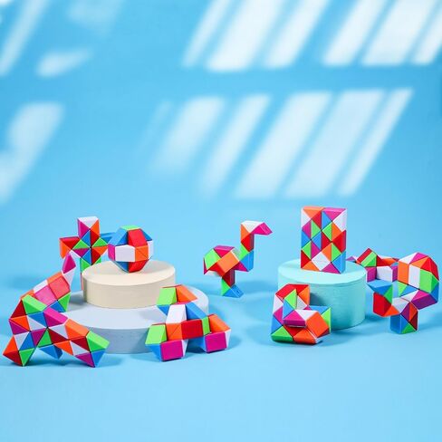 24 Pack Magic Snake Cube Toys for Kids - 24 Blocks Rainbow Twist Puzzle ، Forms Favors ، جوائز الفصول الدراسية ، حشو أكياس عيد ميلاد ، ألعاب حسية لتخفيف الإجهاد in Saudi Arabia