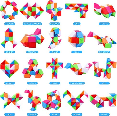 24 Pack Magic Snake Cube Toys for Kids - 24 Blocks Rainbow Twist Puzzle ، Forms Favors ، جوائز الفصول الدراسية ، حشو أكياس عيد ميلاد ، ألعاب حسية لتخفيف الإجهاد in Saudi Arabia