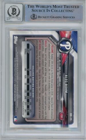قام أليك بوهم بتوقيعه 2018 Bowman Draft Card Trading Card Beckett in Saudi Arabia