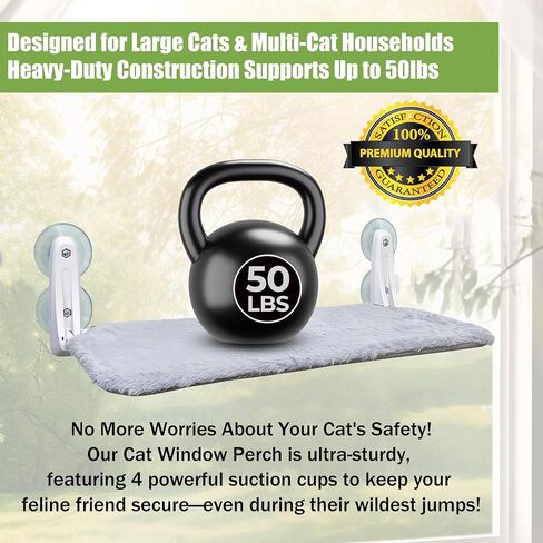 Rrglros Cat Window Perch - Foldable, Breathable & Plush Cat Hammock for Window with Sturdy Frame, 360° View for Sunbathing & Relaxation in Saudi Arabia