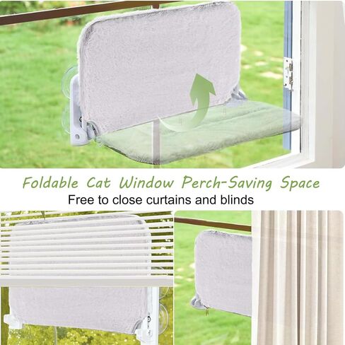 Rrglros Cat Window Perch - Foldable, Breathable & Plush Cat Hammock for Window with Sturdy Frame, 360° View for Sunbathing & Relaxation in Saudi Arabia