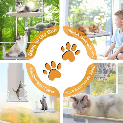 Rrglros Cat Window Perch - Foldable, Breathable & Plush Cat Hammock for Window with Sturdy Frame, 360° View for Sunbathing & Relaxation in Saudi Arabia