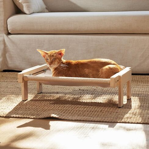 FUKUMARU Cat Window Perch, Transformable Cat Hammock with Fluffy Cushion for Windowsill and Floor, Cats Window Bed for Large Cats and Kittens, Reinforced Wood and Metal Frame, Easy to Adjust Pet Pech in Saudi Arabia