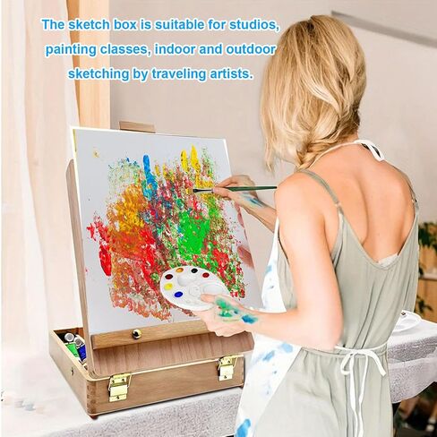 Wood Tabletop صندوق تخزين Easel ، الحامل الطاولة للطلاء اللوحة ، سطح المكتب الخشبي رسم رسم مربع تخزين Easel For Artist Art Supplies المبتدئين in Saudi Arabia