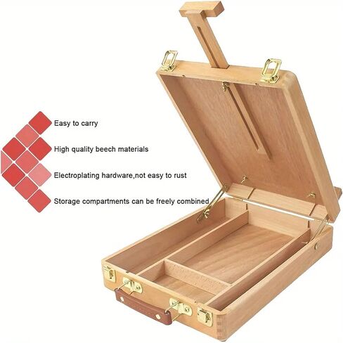 Wood Tabletop صندوق تخزين Easel ، الحامل الطاولة للطلاء اللوحة ، سطح المكتب الخشبي رسم رسم مربع تخزين Easel For Artist Art Supplies المبتدئين in Saudi Arabia