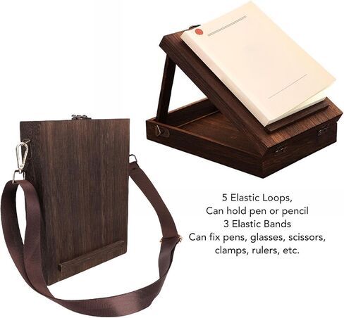 Writers Messenger Wood Box, Wooden Table Sketchbox Easel, Handmade Portable Artist Tool Brush Storage Bag Writing Box Crossbody Postman Bag for Outdoor Painting in Saudi Arabia