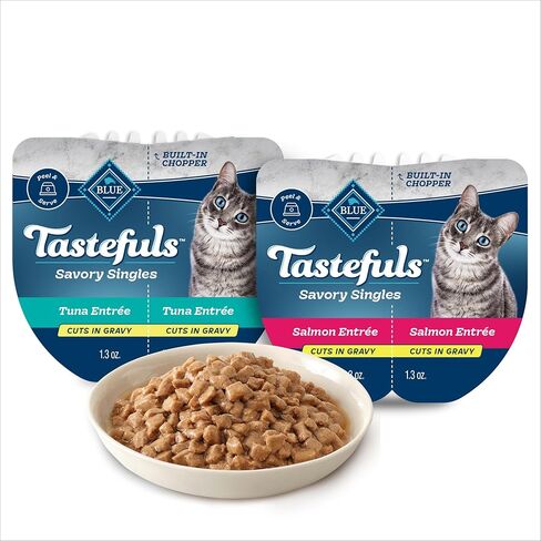 Blue Buffalo Tastefuls Savory Singles Variety Pack, Wet Cat Food in Gravy, 2.6-oz. Twin-Pack Trays, Chicken & Turkey Entreé (12 Count) in Saudi Arabia