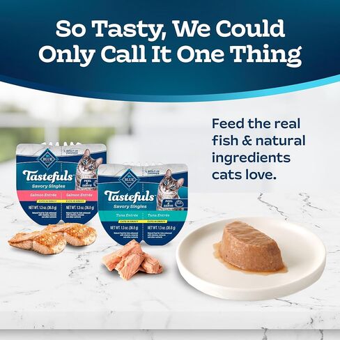Blue Buffalo Tastefuls Savory Singles Variety Pack, Wet Cat Food in Gravy, 2.6-oz. Twin-Pack Trays, Chicken & Turkey Entreé (12 Count) in Saudi Arabia
