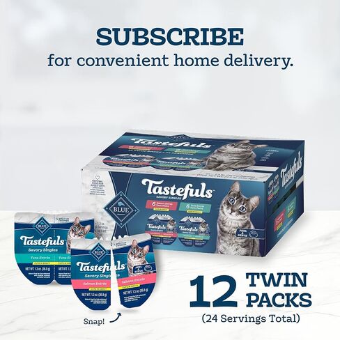 Blue Buffalo Tastefuls Savory Singles Variety Pack, Wet Cat Food in Gravy, 2.6-oz. Twin-Pack Trays, Chicken & Turkey Entreé (12 Count) in Saudi Arabia