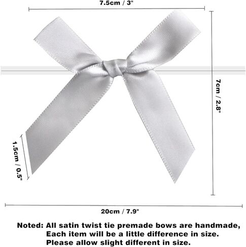 60PCS 3 Inch Orange Twist Tie Bows for Gift Bags, Twist Bows for Treats, Satin Ribbon Bows with Twist Ties Gift Wrap Bows, Pretied Bows for Cake Pops, Party Favors, Baby Shower, Gift Packaging in Kuwait