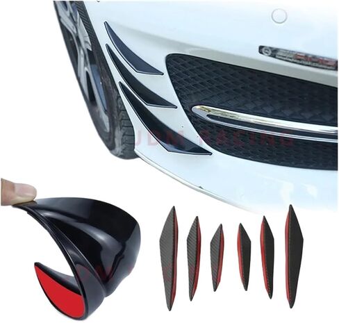 4 / 6pcs Rubber Car Front Bumper Lip Universal Rear Diffuser Black Carbon Fiber Pattern Spoiler Splitter Wing Guard(4pieces Black) in Kuwait