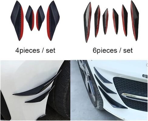 4 / 6pcs Rubber Car Front Bumper Lip Universal Rear Diffuser Black Carbon Fiber Pattern Spoiler Splitter Wing Guard(4pieces Black) in Kuwait