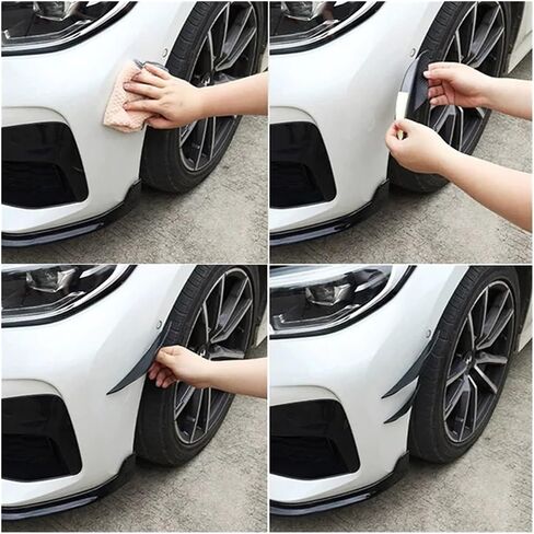 4 / 6pcs Rubber Car Front Bumper Lip Universal Rear Diffuser Black Carbon Fiber Pattern Spoiler Splitter Wing Guard(4pieces Black) in Kuwait