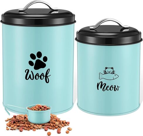 Honeydak 2 Pack Dog and Cat Treat Container Metal Pet Food Jar with Lid Cookie Container for Farmhouse Kitchen Counter Green Treat Jar Food Storage for Pet in Saudi Arabia
