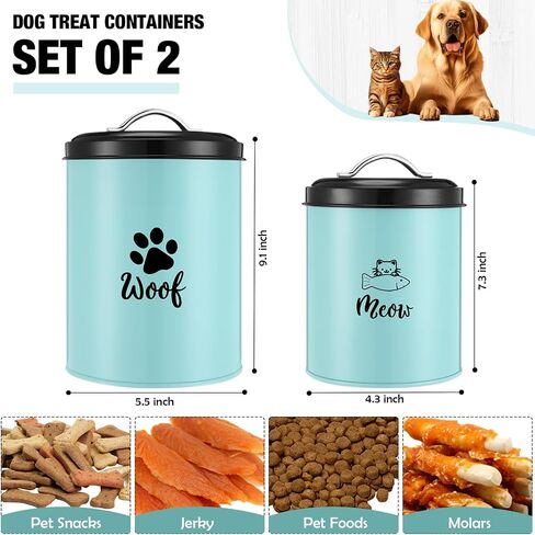 Honeydak 2 Pack Dog and Cat Treat Container Metal Pet Food Jar with Lid Cookie Container for Farmhouse Kitchen Counter Green Treat Jar Food Storage for Pet in Saudi Arabia