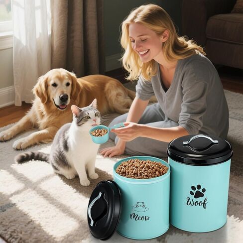 Honeydak 2 Pack Dog and Cat Treat Container Metal Pet Food Jar with Lid Cookie Container for Farmhouse Kitchen Counter Green Treat Jar Food Storage for Pet in Saudi Arabia