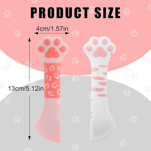 2PCS Cat Dog Food Spoon ، Silicone Paw Spoon for Wet Food Pultoile Pet Spatula Pet Shape Mixing ملاعق يمكن أن يتفتح مصغرة لموزعات Cat Dog Supplies (Pink & White) in Saudi Arabia