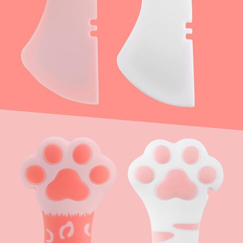 2PCS Cat Dog Food Spoon ، Silicone Paw Spoon for Wet Food Pultoile Pet Spatula Pet Shape Mixing ملاعق يمكن أن يتفتح مصغرة لموزعات Cat Dog Supplies (Pink & White) in Saudi Arabia
