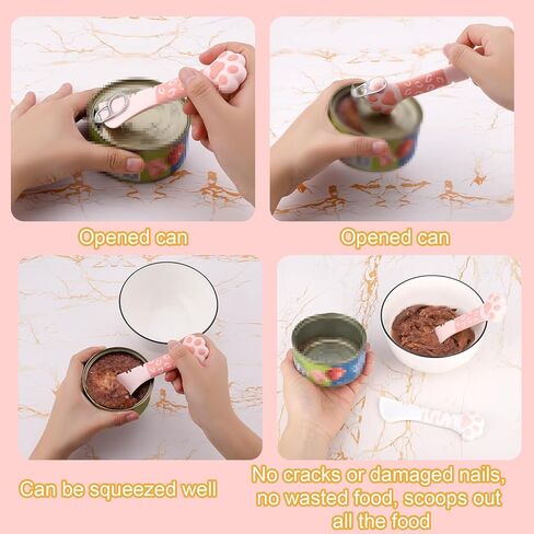 2PCS Cat Dog Food Spoon ، Silicone Paw Spoon for Wet Food Pultoile Pet Spatula Pet Shape Mixing ملاعق يمكن أن يتفتح مصغرة لموزعات Cat Dog Supplies (Pink & White) in Saudi Arabia