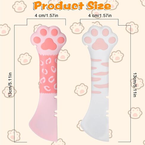 2 PCS Cat Food Spatula ، 5.1 × 1.57 في CAT CAN CAN ، ملعقة الكلب السيليكون مع القطط PAW HANLD ، ملعقة كات مبللة مع ملعقة صغيرة للقطط المعلبة القطط (أبيض ووردي) in Kuwait